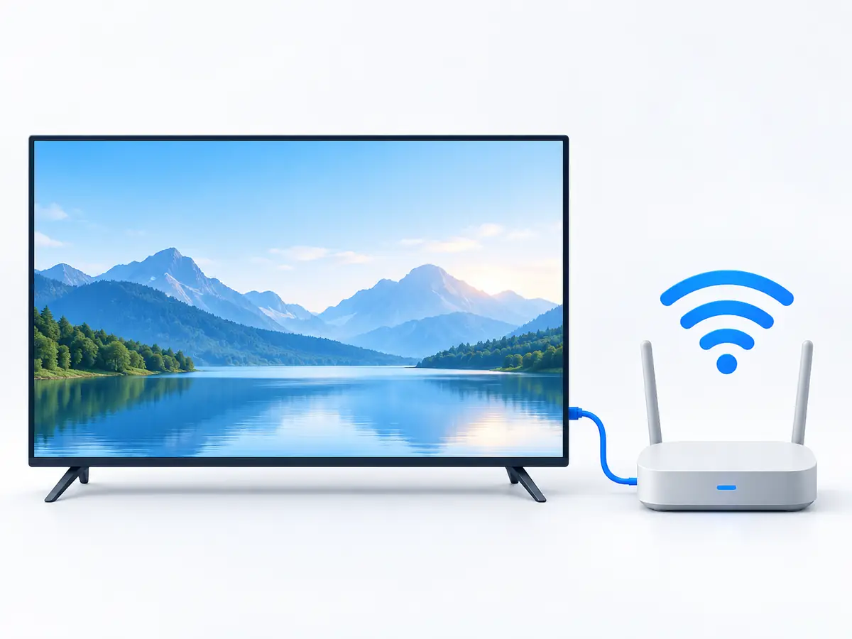 TV conectada à internet por Wi-Fi e cabo de rede