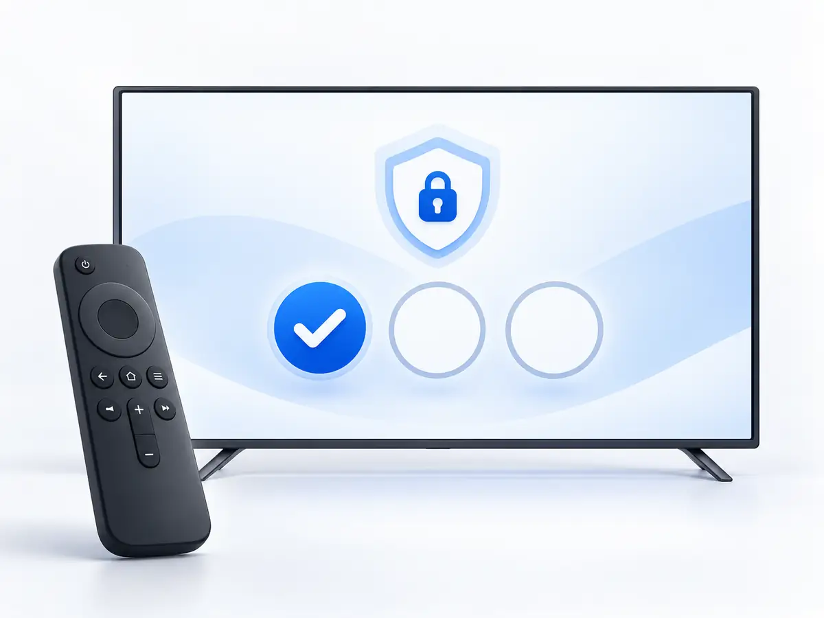 Controle remoto diante da TV na etapa de confirmação segura
