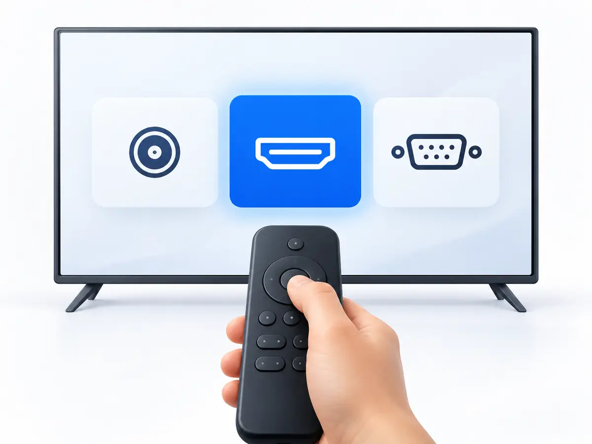 Controle remoto selecionando a entrada HDMI da TV