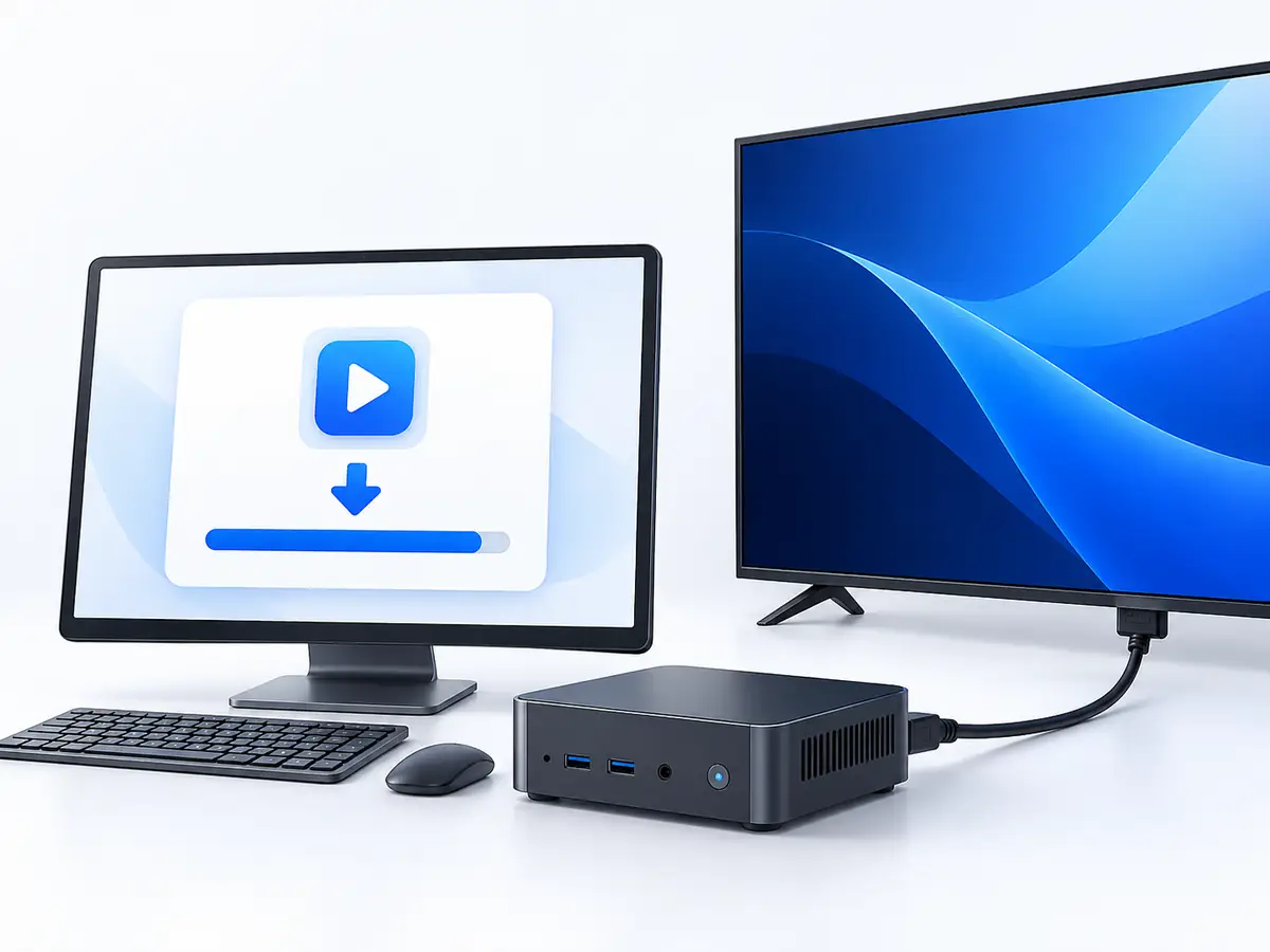 Instalador do player sendo baixado em um computador